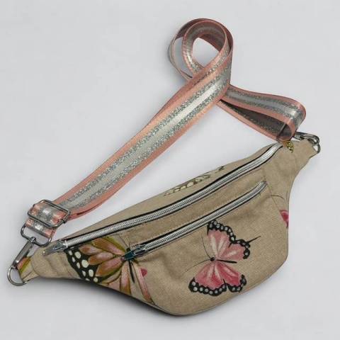 Sac banane beige thme papillon