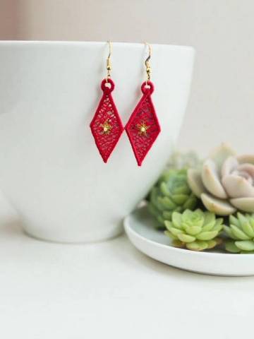 Boucles doreilles rouge toile de Minuit